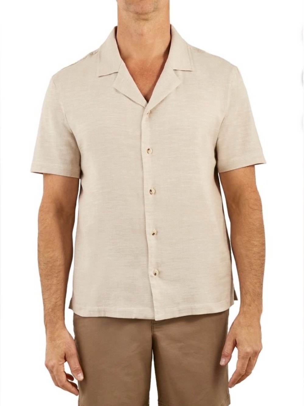 Sperry Men's Short-Sleeve Camp Collar Shirt - Beige